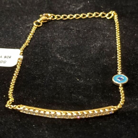 NWT Giani Bernini CZ linear Evil Eye Link Bracelet in 18k Plated Sterling Silver - Picture 3 of 5